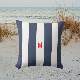 Röda Monogram för marinens Cabana Rand & Personlig Kudde