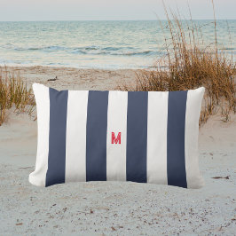 Röda Monogram för marinens Cabana Rand & Personlig Lumbarkudde