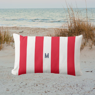 Röda Monogram för marinens Cabana Rand & Personlig Lumbarkudde