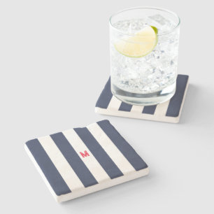 Röda Monogram för marinens Cabana Rand & Personlig Stenunderlägg