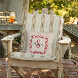Röda Monogrammed med Burlaptrycket kudder Kudde