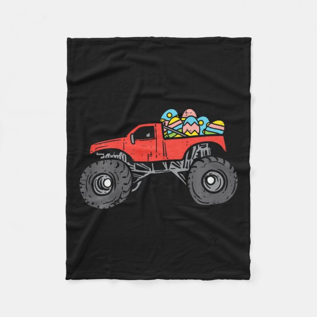 Röda monstertruckägg för pojkar påskäggjakt fleecefilt (Framsidan)