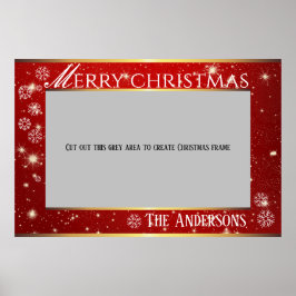 Röda mousserande God jul-foto ram Poster