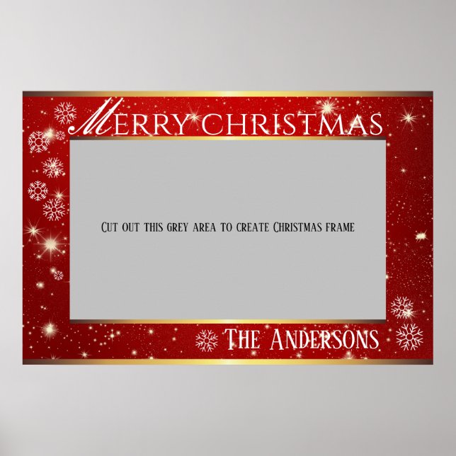 Röda mousserande God jul-foto ram Poster (Framsidan)