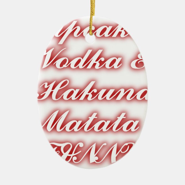 Röda Muffinsar Vodka Hakuna Matata FUNNY. Julgransprydnad Keramik (Framsidan)