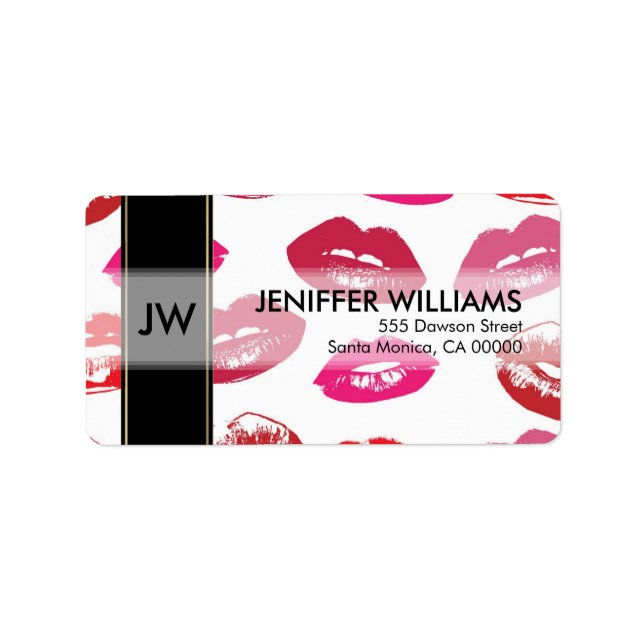 Röda munnen Mönster Personlig Adressetikett (Framsidan)