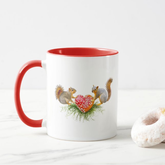 Röda mushroom Heart Mugg (Med munk)