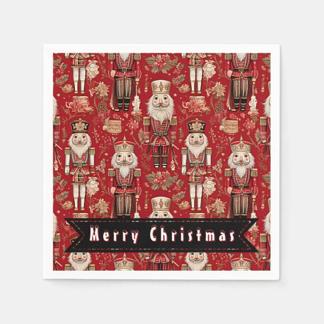 Röda muskler mönster God jul Pappersservett (Framsidan)