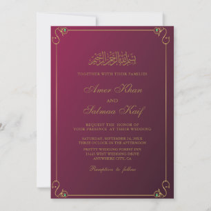 Röda muslimska bröllopsinbjudningar inbjudningar