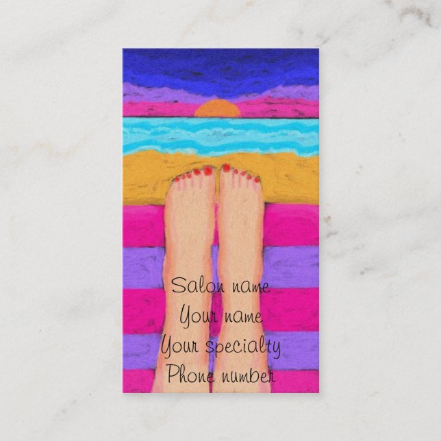 Röda Nagel i Sunset-Affärskortet Tidsbeställning Kort (Framsida)