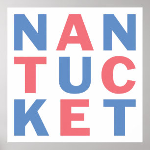 Röda Nantucket och typografisk affisch #2 för