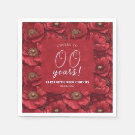 Röda Naturliga Anemoner Blomma Lyx Hon Födelsedag Pappersservett