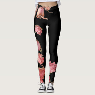 Röda naturliga ro i genomskinlig bakgrund leggings