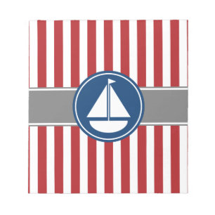 Röda nautiska segelbåtrandar anteckningsblock