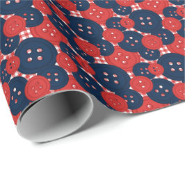 Röda Navell Knappar Gingham - Hantverk & Sytrumma Presentpapper