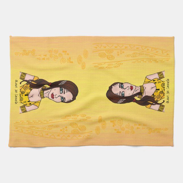 Röda Nebulaflickaspiraler Kökshandduk (Horisontell)