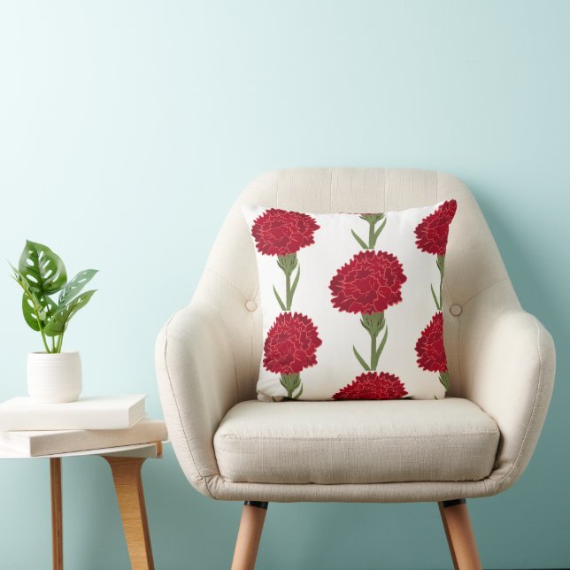Röda nejlikblommor kudde (Stol)