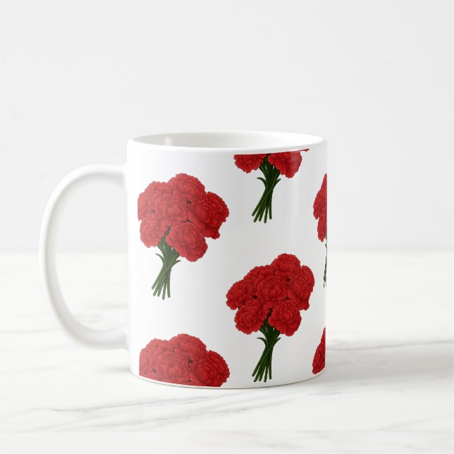 Röda nejlikor - Elegant Romantic Art Kaffemugg (Vänster)