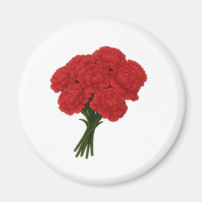 Röda nejlikor - Elegant Romantic Art Magnet (Framsidan)