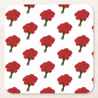 Röda nejlikor - Elegant Romantic Art Underlägg Papper Kvadrat