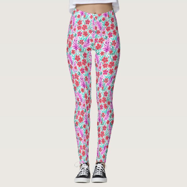 Röda nejlikor leggings (Framsida)