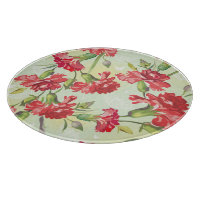 Röda nejlikor på grönt med fjärilar