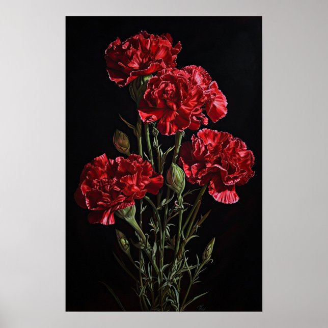 Röda nejlikor Poster färgreduktion (Framsidan)