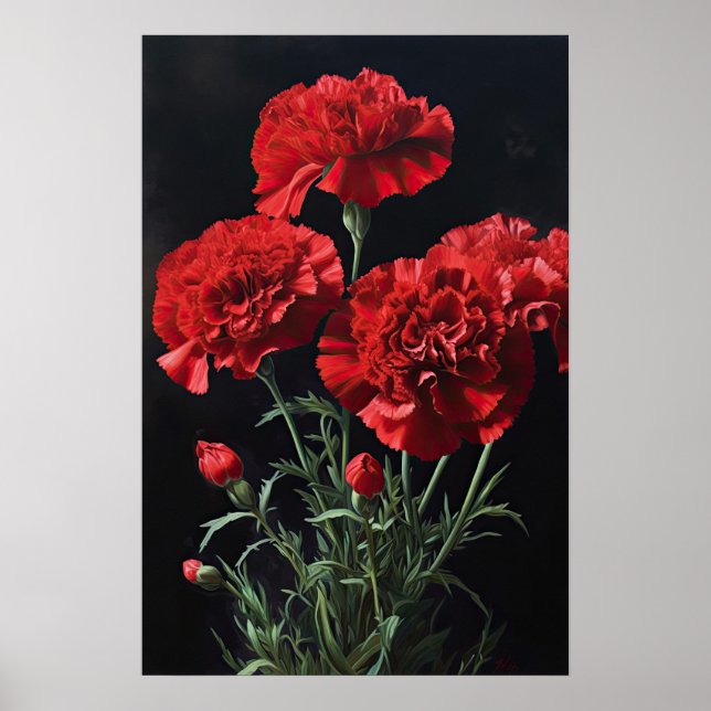 Röda nejlikor Poster färgreduktion (Framsidan)
