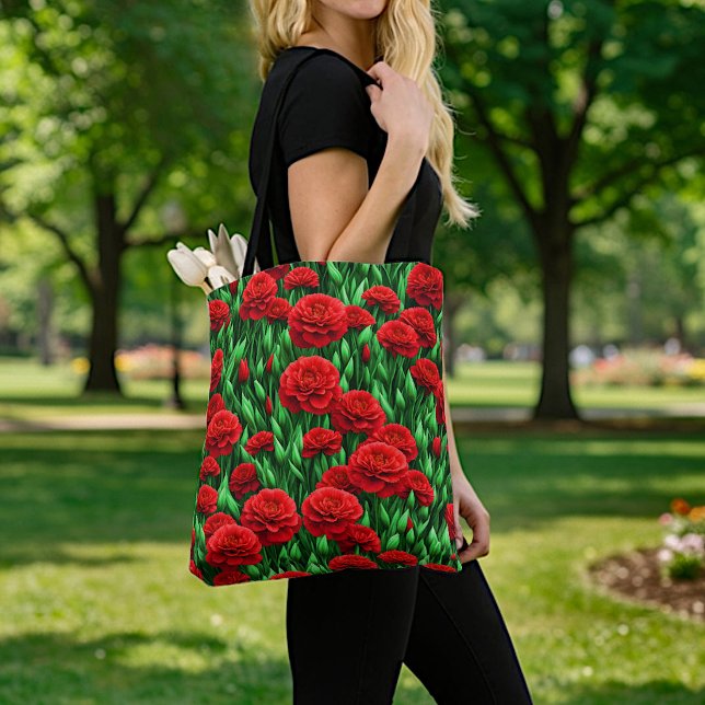 Röda nejlikor Totebag Tygkasse (Skapare uppladdad)