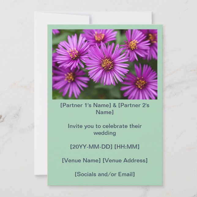 Röda New England Asters Bröllop Inbjudningar (Framsida)