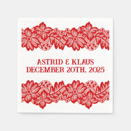 Röda norska "Snöre" Bröllop Cocktail Pappersservett