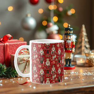Röda nötknäppare mönster jul kaffemugg