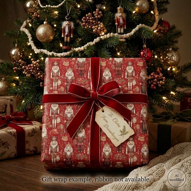 Röda nötknäppare mönster jul presentpapper (Skapare uppladdad)