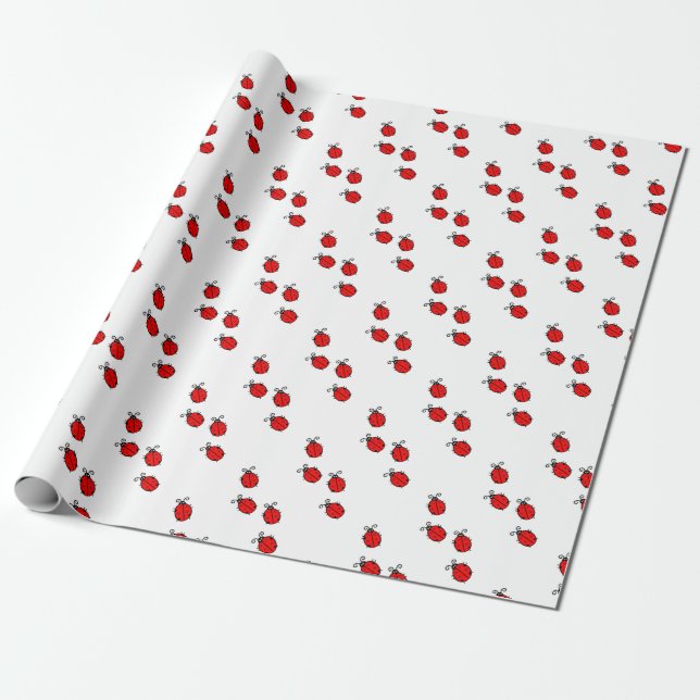 Röda nyckelpigor presentpapper (Utrullad)
