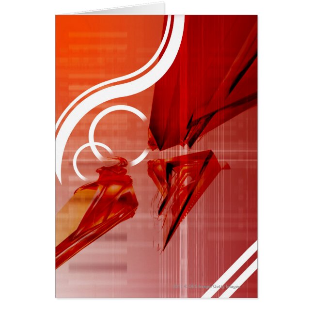 Röda objekt med vit linjer hälsningskort (Framsidan)