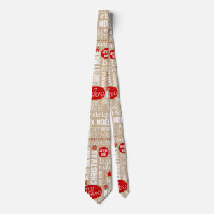 Röda och beige julordspråk slips