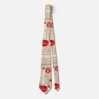 Röda och beige julordspråk slips