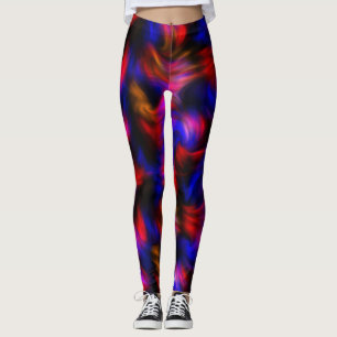 Röda och blå Abstrakt Swirls Leggings