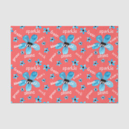 Röda och blå akrylblommor med affirmationer