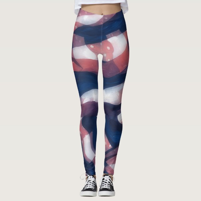 Röda och blå artsy Leggings (Framsida)