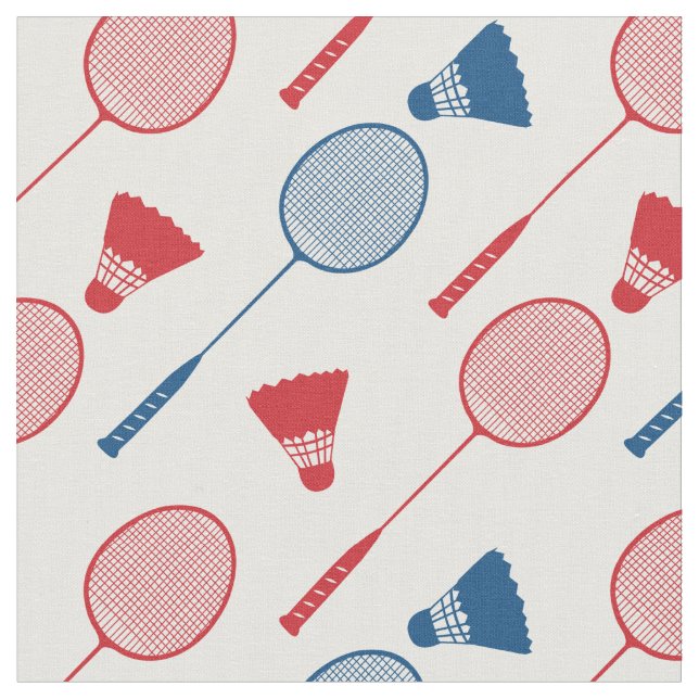 Röda och blå badminton-racketar på vita tyg (Närbild)
