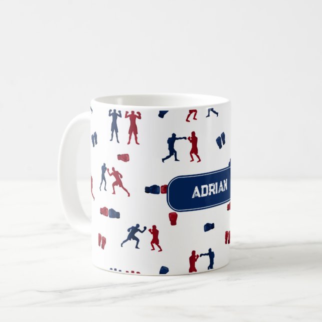 Röda och blå Boxing-handskar Boxer Mönster Kaffemugg (Framsida vänster)