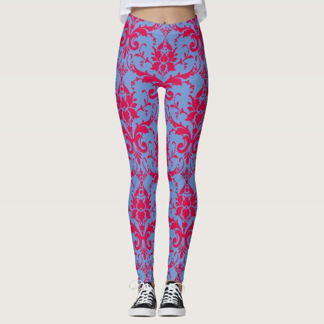 Röda och blå fläckmönstret Kvinnans arbete Leggings (Framsida)