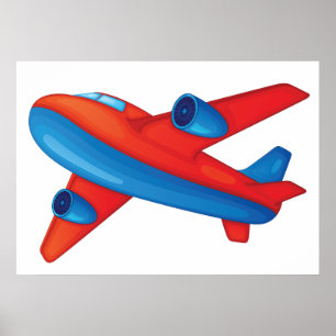 Röda och blå flygplan Poster