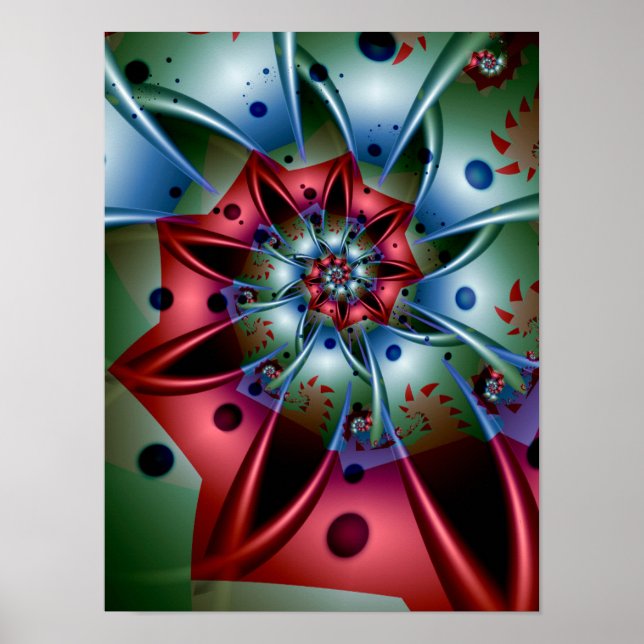 Röda och blå kronblad poster (Framsidan)