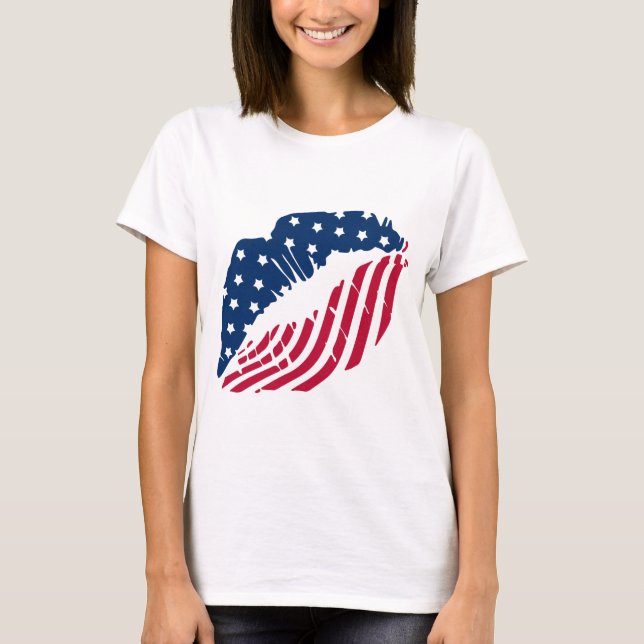 Röda och blå läppar skjorta t shirt (Framsida)
