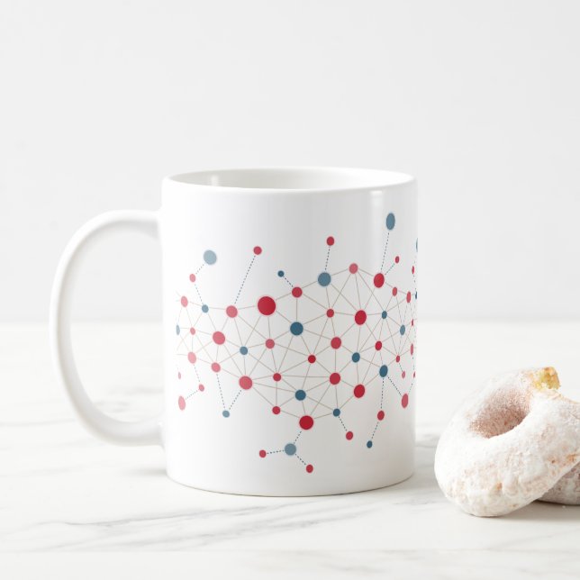 Röda och blå linjer kaffemugg (Med munk)