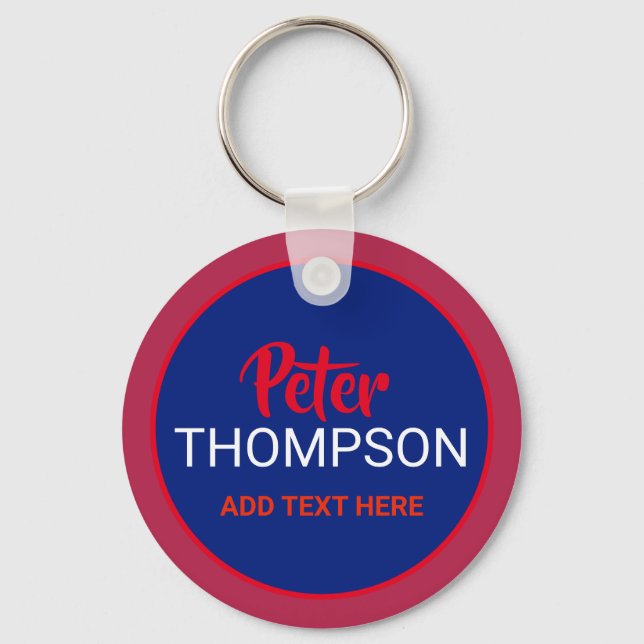 Röda och blå nyckelkedjor med namn nyckelring (Framsida)