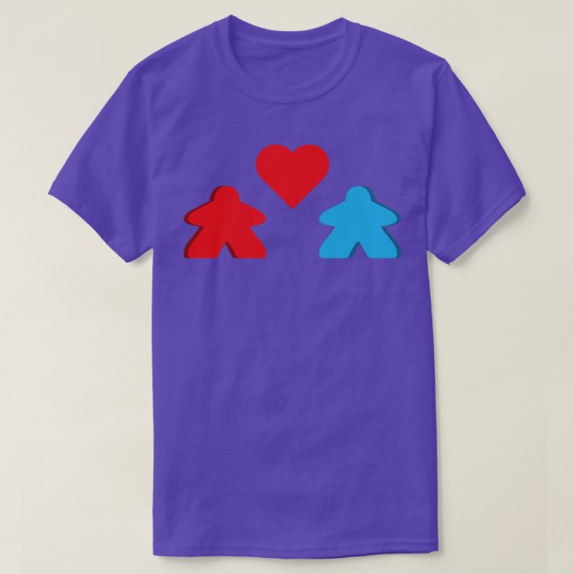 Röda och blå par Valentineser för spel D T Shirt (Design framsida)