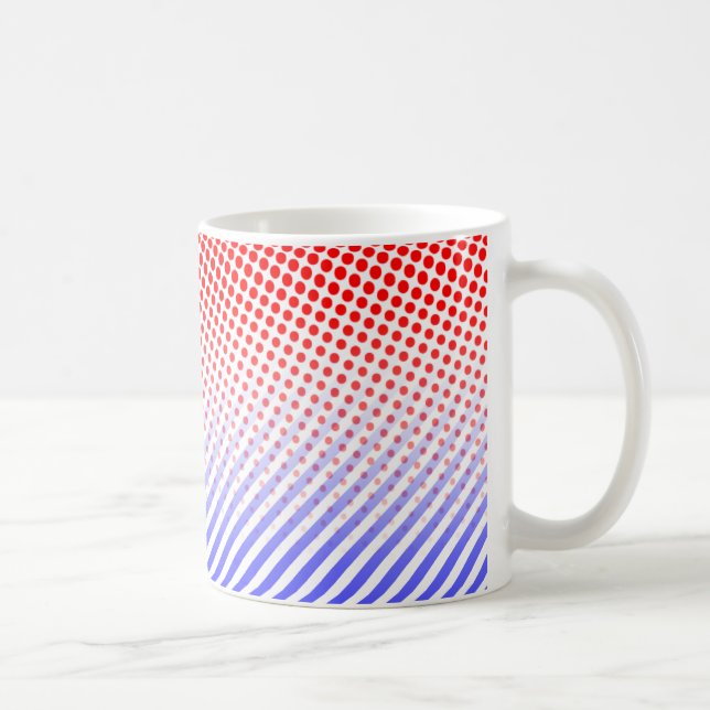 Röda och Blå Prickar och Ränder Kaffemugg (Höger)